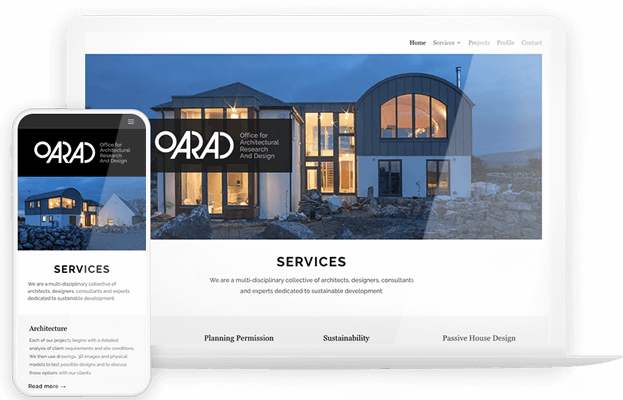 Oarad bespoke website design in english with content creation and copywriting